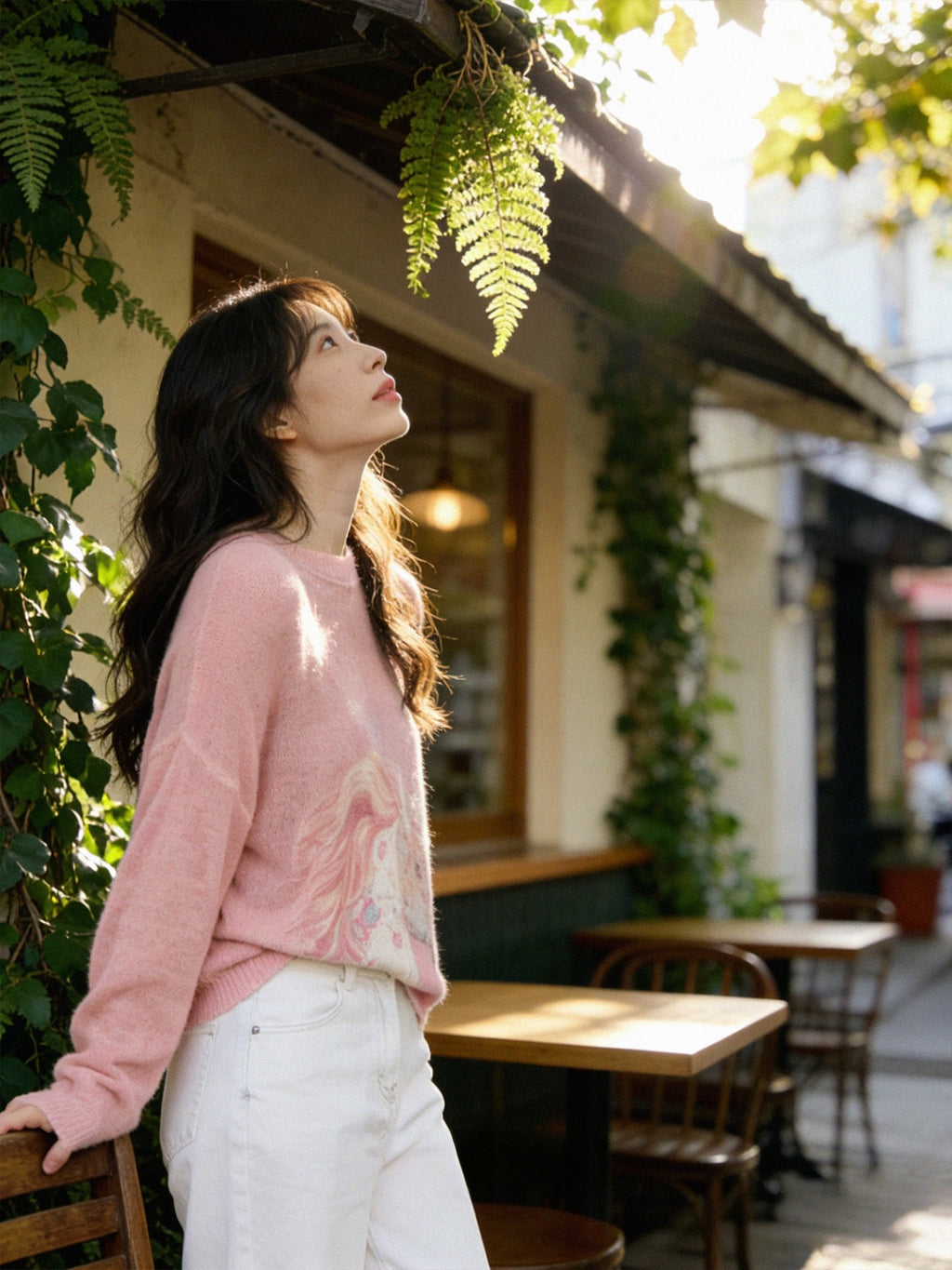 Pink Unicorn Print Rhinestone Sweater | Spring Lazy Style Sheer Knit Top