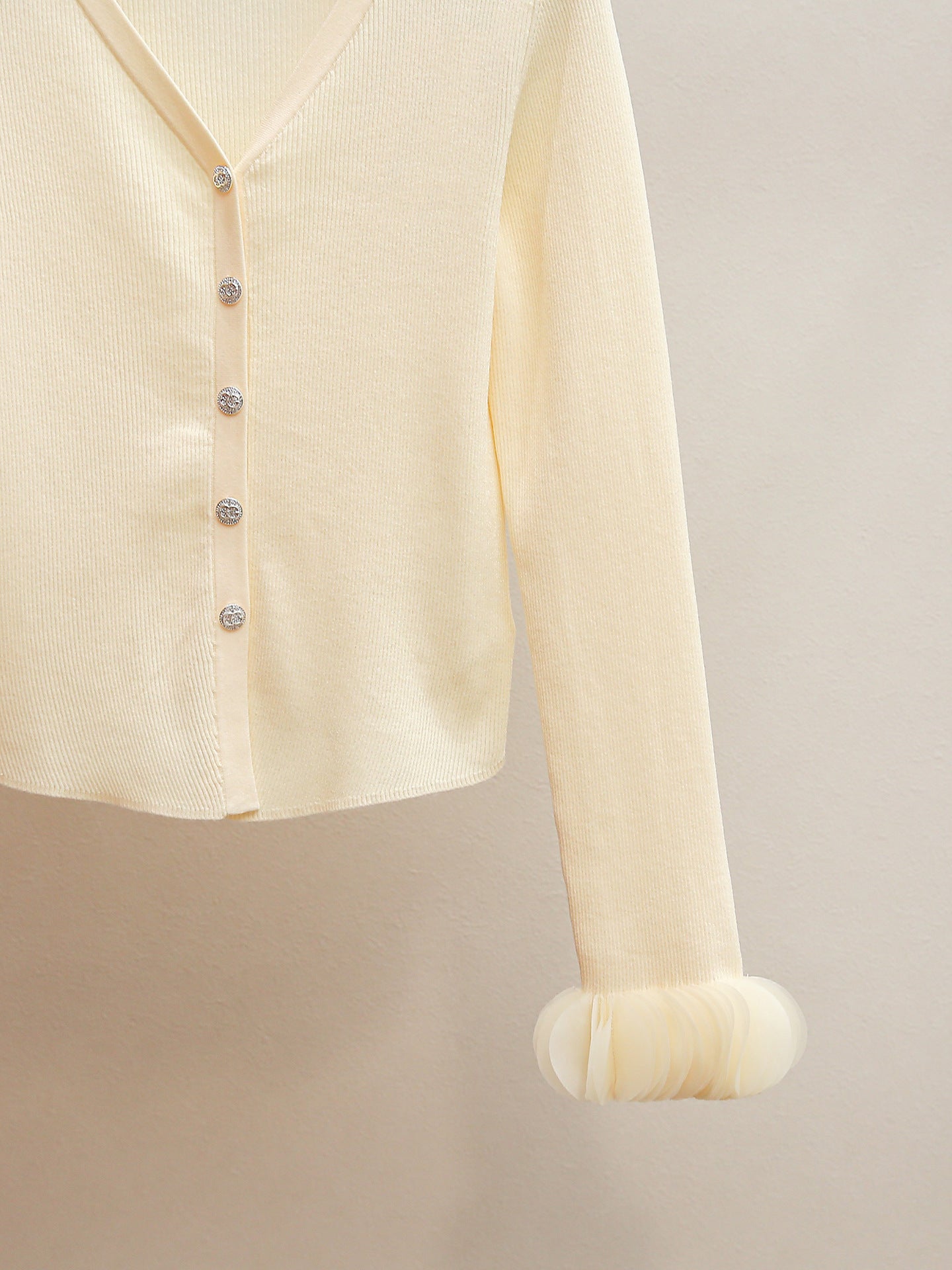 Cream Knit Cardigan & Floral Tulle Skirt Two-Piece Set | Spring Gentle Co-ord