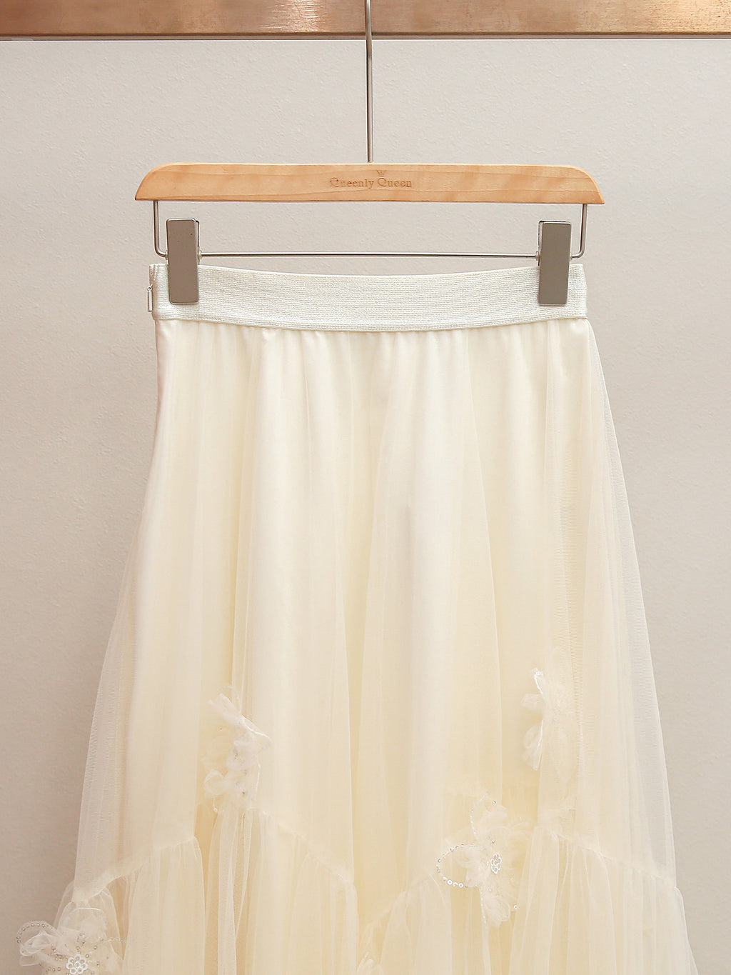 Cream Knit Cardigan & Floral Tulle Skirt Two-Piece Set | Spring Gentle Co-ord