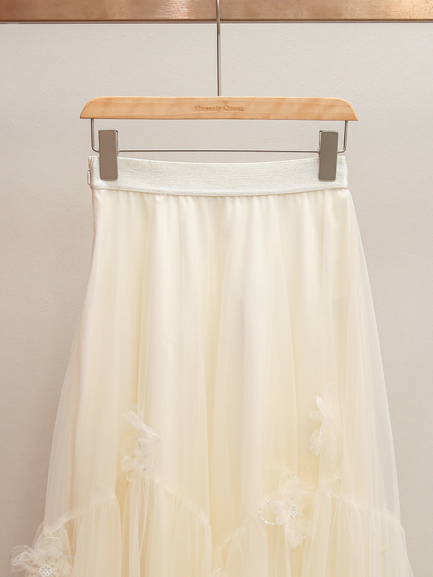 Cream Knit Cardigan & Floral Tulle Skirt Two-Piece Set | Spring Gentle Co-ord