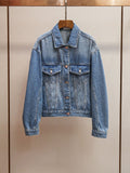 New Spring Fashion Vintage Washed Distressed Short Soft Denim Jacket for Women