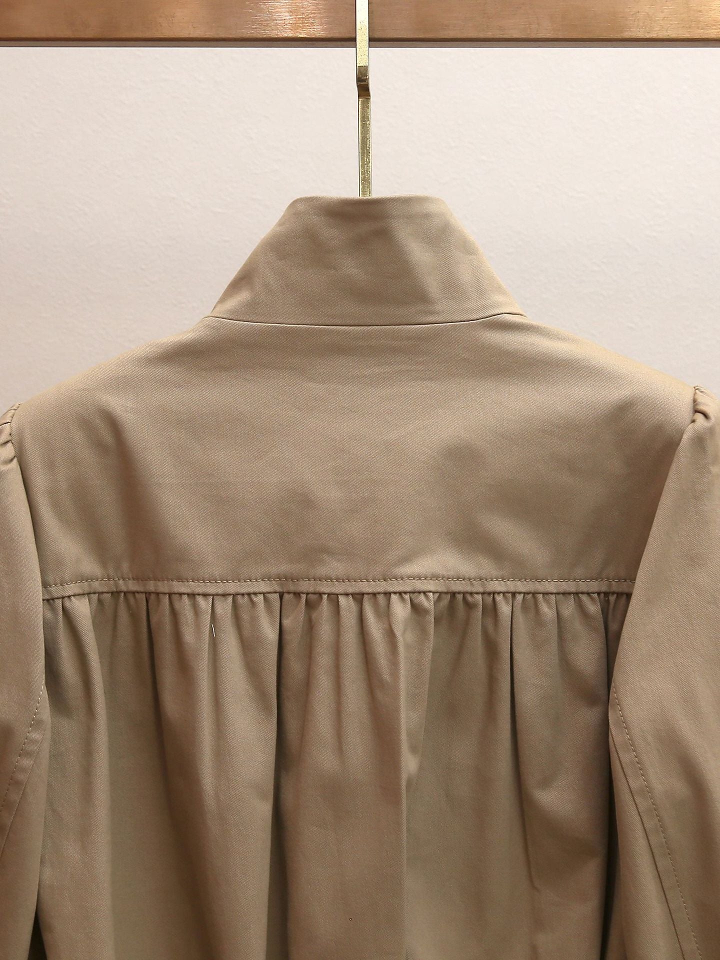 Khaki Retro Cropped Trench Jacket | Spring Utility Windbreaker Coat