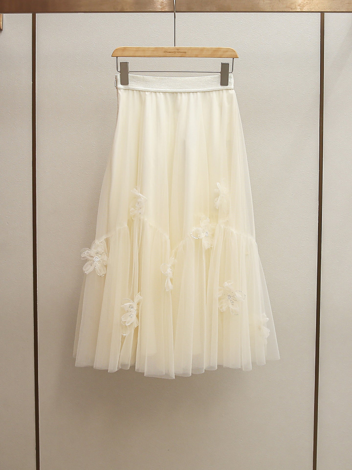 Cream Knit Cardigan & Floral Tulle Skirt Two-Piece Set | Spring Gentle Co-ord