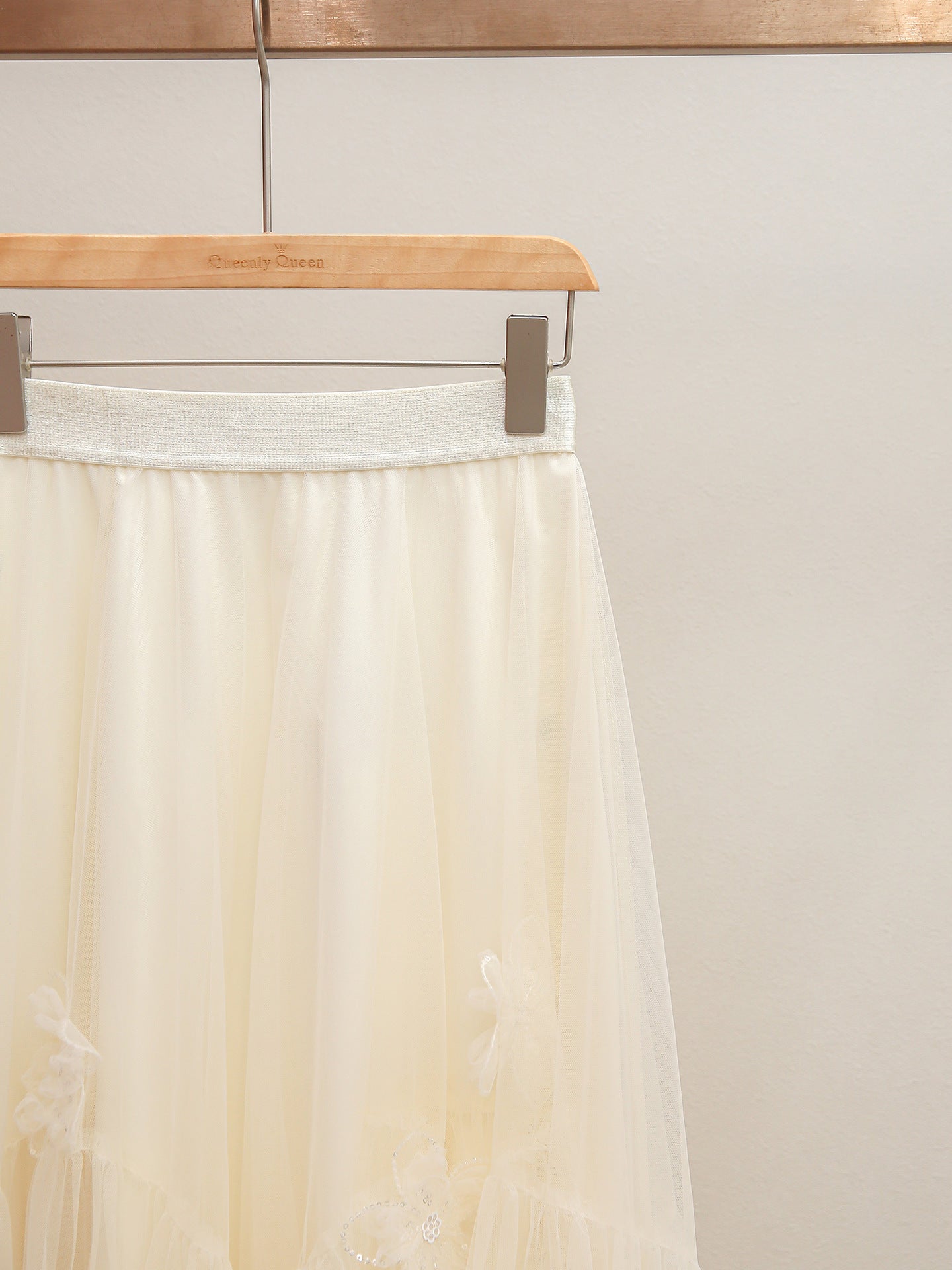 Cream Knit Cardigan & Floral Tulle Skirt Two-Piece Set | Spring Gentle Co-ord