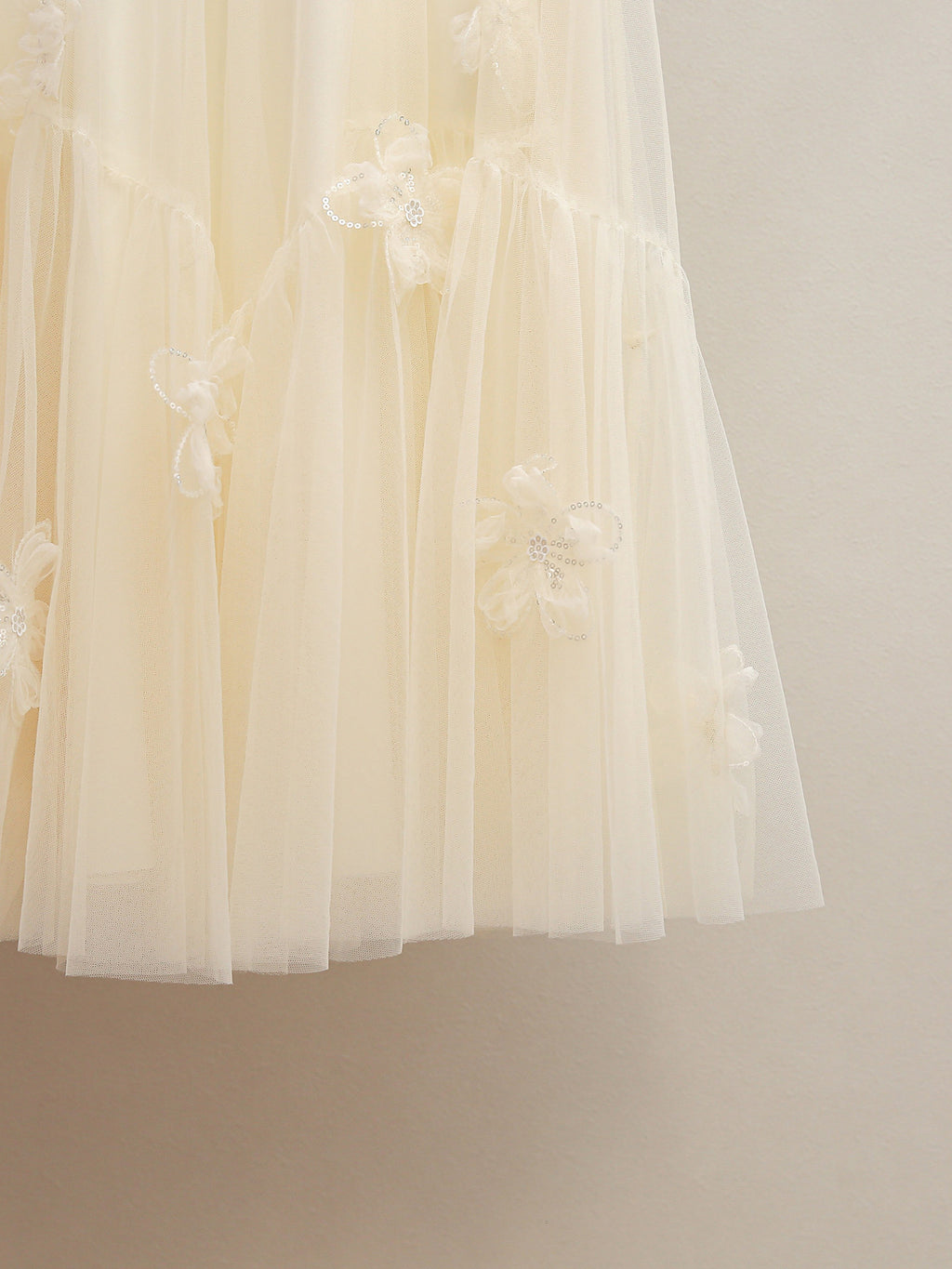 Cream Knit Cardigan & Floral Tulle Skirt Two-Piece Set | Spring Gentle Co-ord