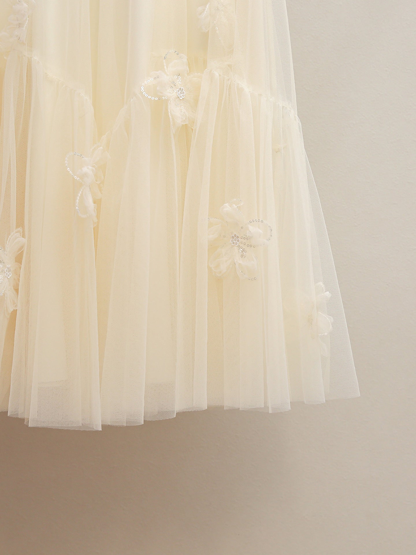 Cream Knit Cardigan & Floral Tulle Skirt Two-Piece Set | Spring Gentle Co-ord