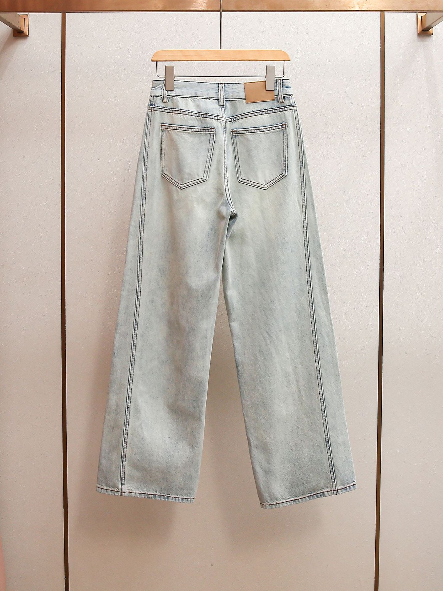 Rhinestone Embellished High-Waisted Wide Leg Jeans | Spring Light Wash Denim Pants