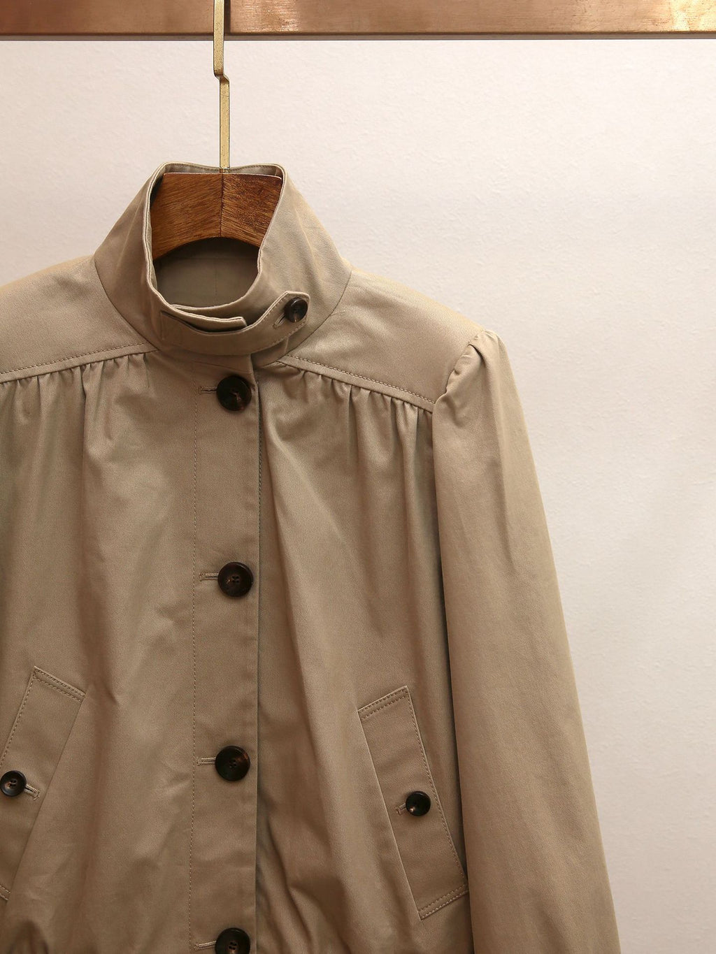 Khaki Retro Cropped Trench Jacket | Spring Utility Windbreaker Coat