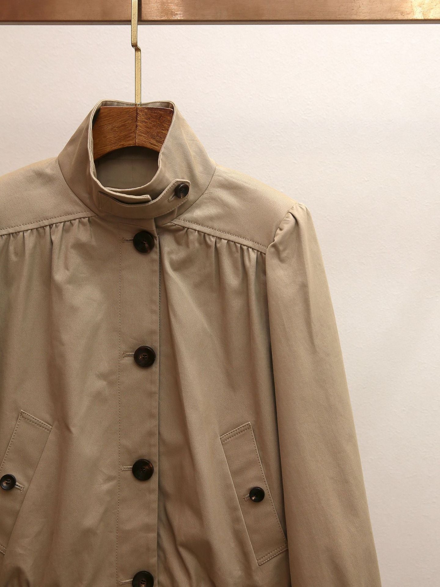 Khaki Retro Cropped Trench Jacket | Spring Utility Windbreaker Coat
