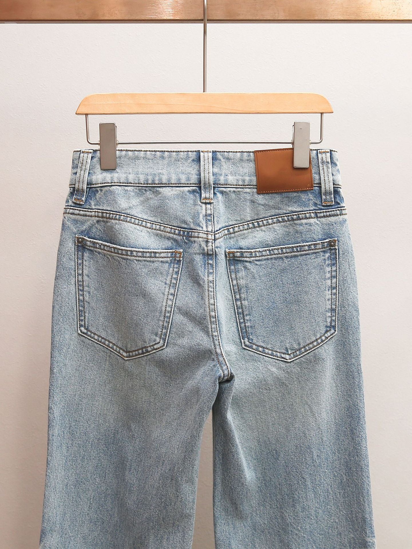 Pink Bow Embroidered High-Waisted Wide Leg Jeans | French Sweet Denim Pants
