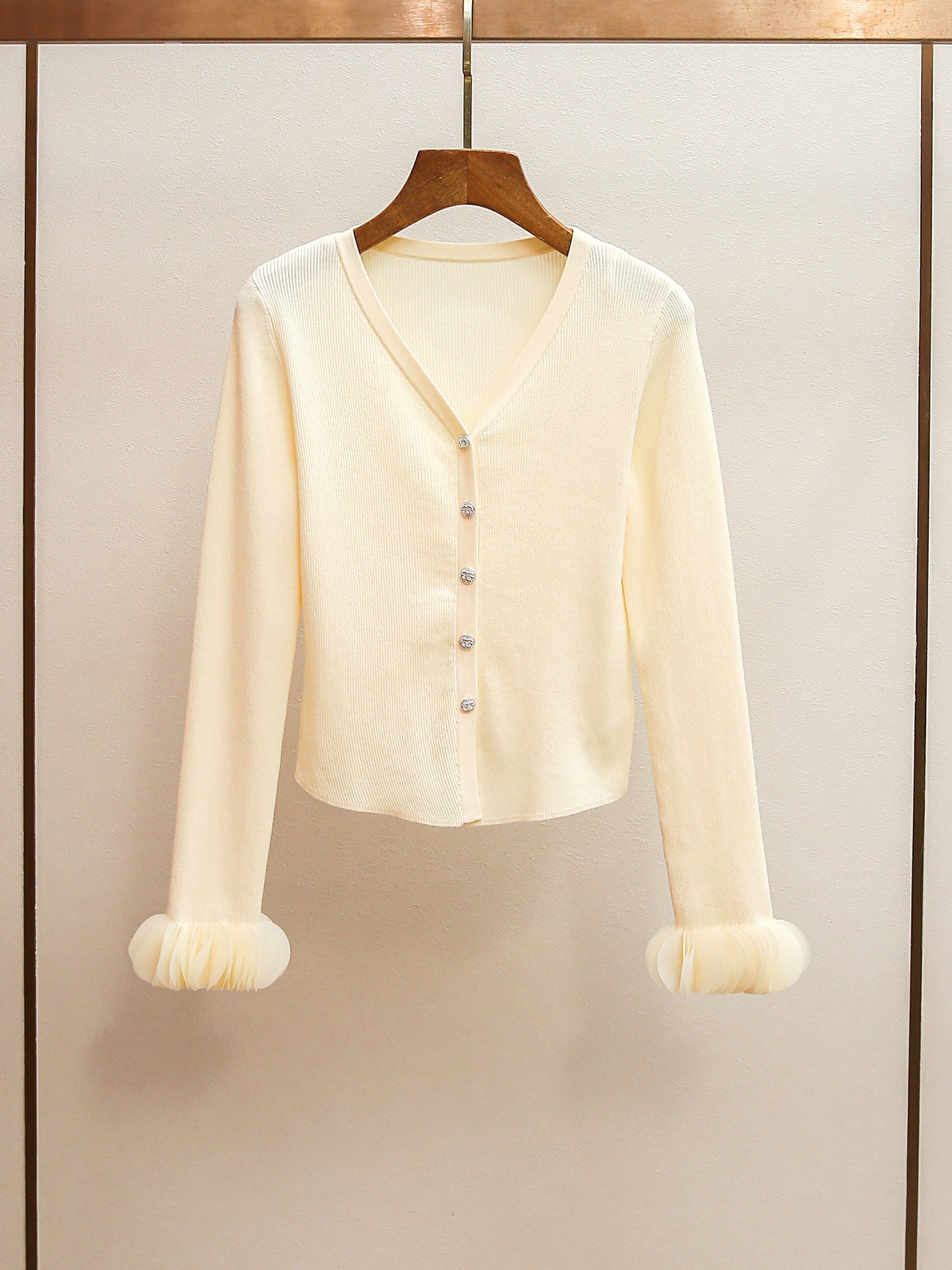 Cream Knit Cardigan & Floral Tulle Skirt Two-Piece Set | Spring Gentle Co-ord
