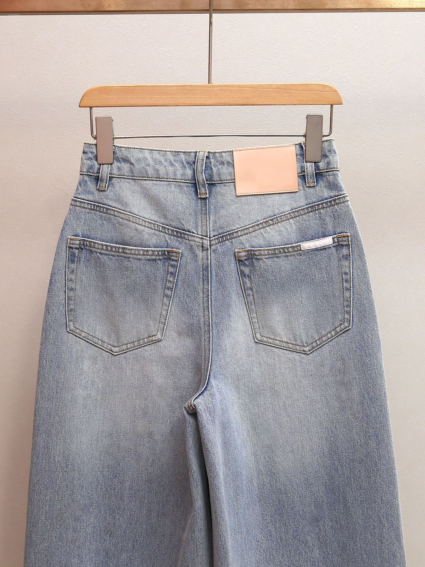 Rhinestone High Waist Wide Leg Jeans, Washed A-Line Commuter Denim Pants for Women