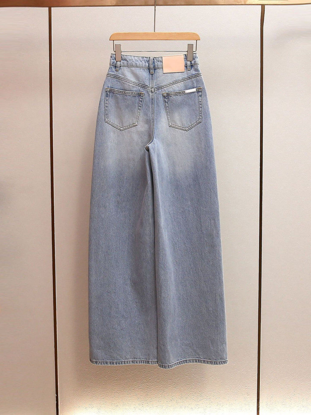 Rhinestone High Waist Wide Leg Jeans, Washed A-Line Commuter Denim Pants for Women