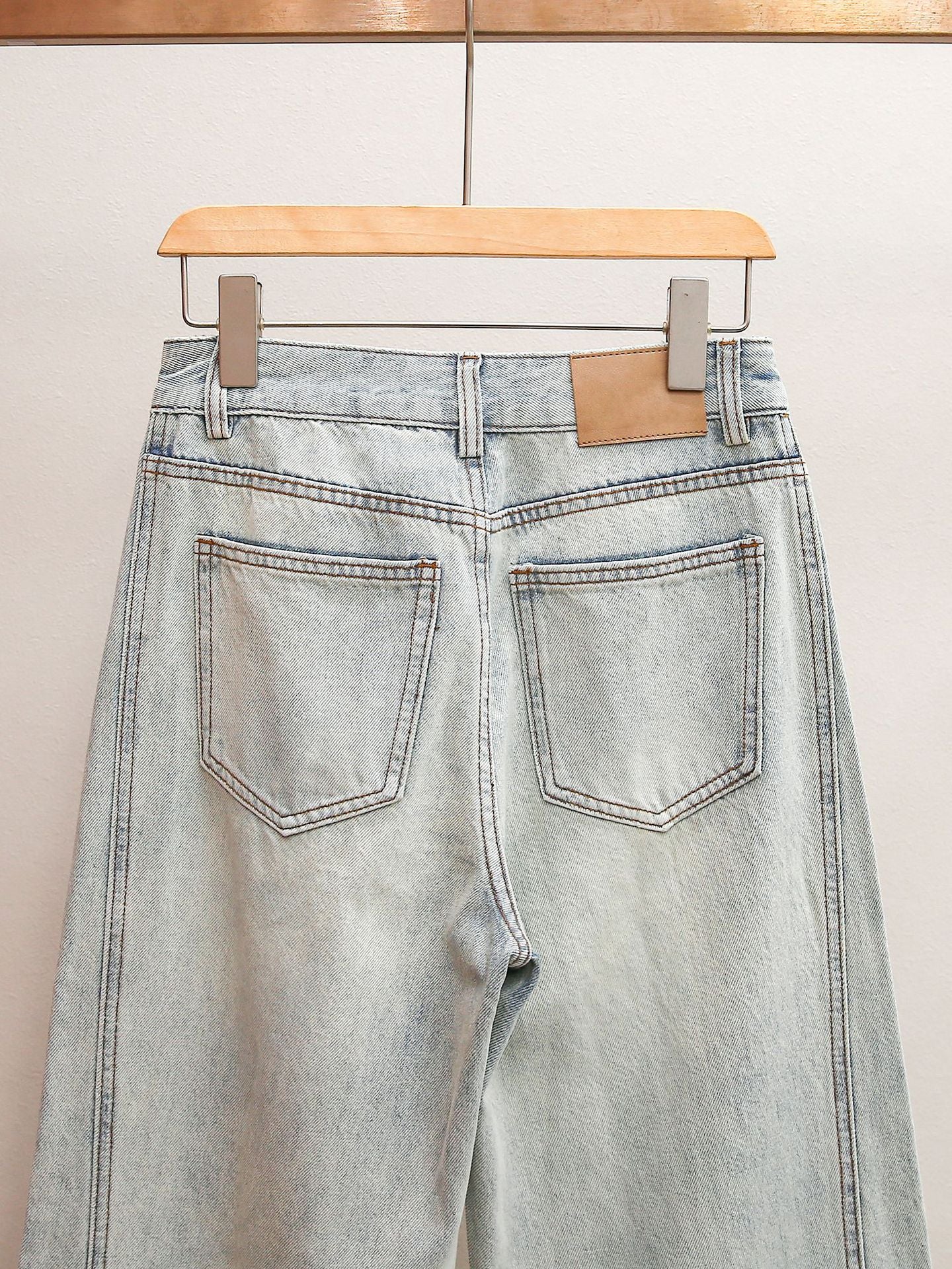 Rhinestone Embellished High-Waisted Wide Leg Jeans | Spring Light Wash Denim Pants