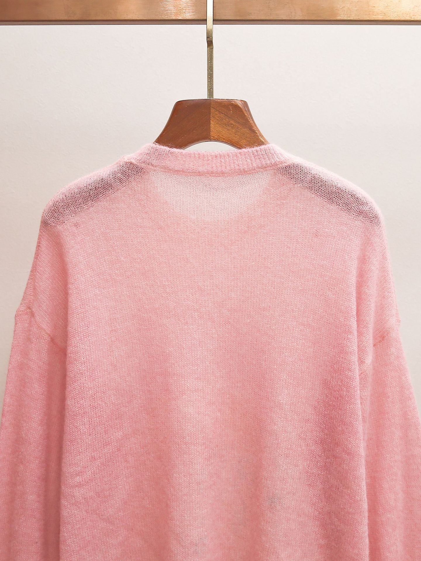 Pink Unicorn Print Rhinestone Sweater | Spring Lazy Style Sheer Knit Top